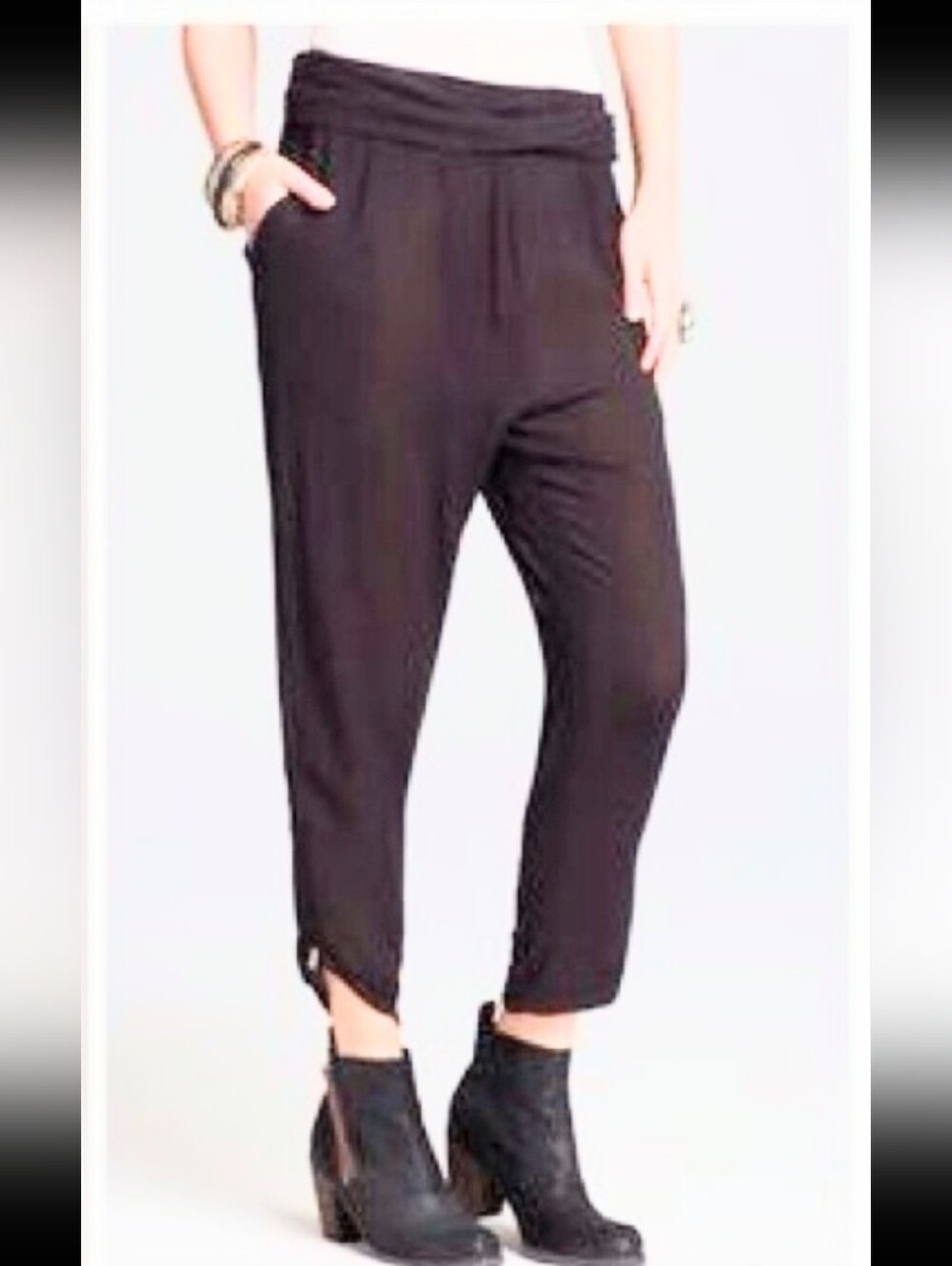 Free People Got Me Twisted Taupe Harem Ankle Pants Rayon Medium